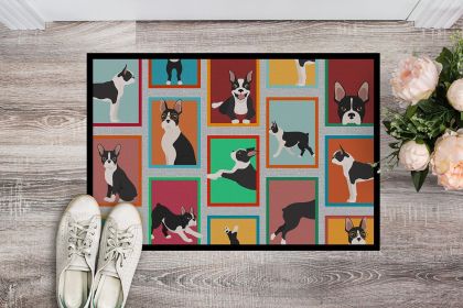 Lots of Boston Terrier Doormat Front Door Mat Indoor Outdoor Rugs for Entryway, Non Slip Washable Low Pile, 24H X 36W