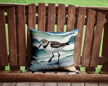 Sanderling Racing the Tide Throw Pillow Machine Washable, Indoor Outdoor Decorative Pillow for Couch, Bed or Patio, 14Hx14W