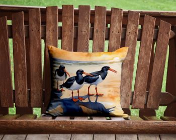 Oystercatchers Foraging Throw Pillow Machine Washable, Indoor Outdoor Decorative Pillow for Couch, Bed or Patio, 14Hx14W