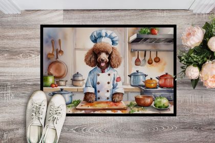 Chocolate Poodle The Chef Doormat Front Door Mat Indoor Outdoor Rugs for Entryway, Non Slip Washable Low Pile, 24H X 36W