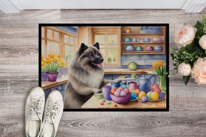 Decorating Easter Keeshond Doormat Front Door Mat Indoor Outdoor Rugs for Entryway, Non Slip Washable Low Pile, 24H X 36W