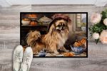 Tibetan Spaniel Fall Kitchen Pumpkins Doormat Front Door Mat Indoor Outdoor Rugs for Entryway, Non Slip Washable Low Pile, 24H X 36W