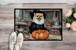 Pomeranian Fall Kitchen Pumpkins Doormat Front Door Mat Indoor Outdoor Rugs for Entryway, Non Slip Washable Low Pile, 24H X 36W