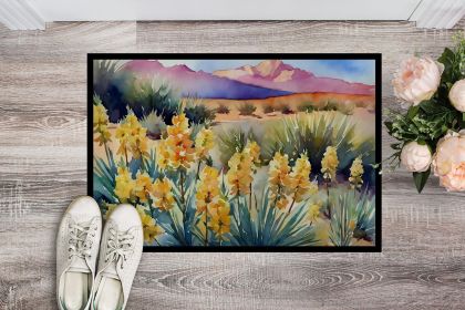 New Mexico Yucca Flower in Watercolor Doormat Front Door Mat Indoor Outdoor Rugs for Entryway, Non Slip Washable Low Pile, 24H X 36W