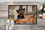 Yorkie Fall Kitchen Pumpkins Doormat Front Door Mat Indoor Outdoor Rugs for Entryway, Non Slip Washable Low Pile, 24H X 36W