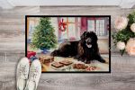 Newfoundland Christmas Cookies Doormat Front Door Mat Indoor Outdoor Rugs for Entryway, Non Slip Washable Low Pile, 24H X 36W