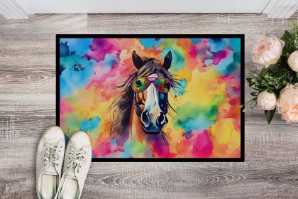 Hippie Animal Horse Doormat Front Door Mat Indoor Outdoor Rugs for Entryway, Non Slip Washable Low Pile, 24H X 36W