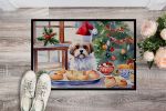 Lhasa Apso Christmas Cookies Doormat Front Door Mat Indoor Outdoor Rugs for Entryway, Non Slip Washable Low Pile, 24H X 36W