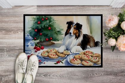 Sheltie Christmas Cookies Doormat Front Door Mat Indoor Outdoor Rugs for Entryway, Non Slip Washable Low Pile, 24H X 36W