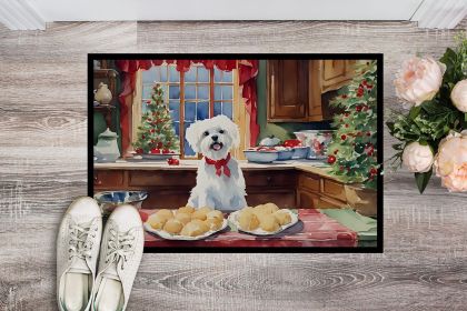 Maltese Christmas Cookies Doormat Front Door Mat Indoor Outdoor Rugs for Entryway, Non Slip Washable Low Pile, 24H X 36W