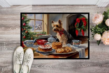 Silky Terrier Christmas Cookies Doormat Front Door Mat Indoor Outdoor Rugs for Entryway, Non Slip Washable Low Pile, 24H X 36W