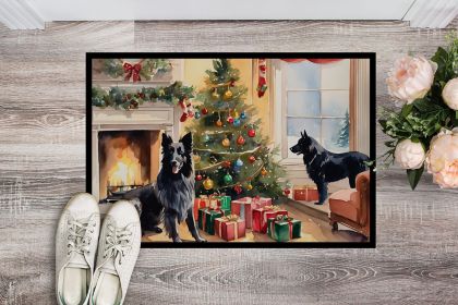 Belgian Sheepdog Cozy Christmas Doormat Front Door Mat Indoor Outdoor Rugs for Entryway, Non Slip Washable Low Pile, 24H X 36W