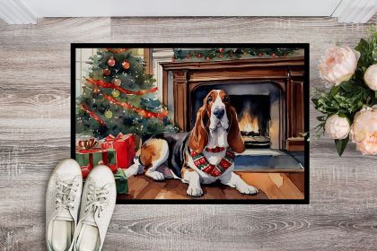 Basset Hound Cozy Christmas Doormat Front Door Mat Indoor Outdoor Rugs for Entryway, Non Slip Washable Low Pile, 24H X 36W