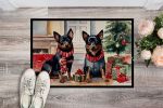 Lancashire Heeler Cozy Christmas Doormat Front Door Mat Indoor Outdoor Rugs for Entryway, Non Slip Washable Low Pile, 24H X 36W