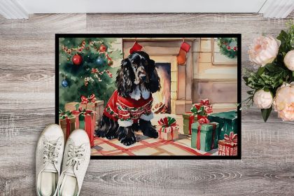 English Cocker Spaniel Cozy Christmas Doormat Front Door Mat Indoor Outdoor Rugs for Entryway, Non Slip Washable Low Pile, 24H X 36W