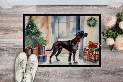 German Shorthaired Pointer Cozy Christmas Doormat Front Door Mat Indoor Outdoor Rugs for Entryway, Non Slip Washable Low Pile, 24H X 36W