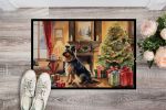 Australian Terrier Cozy Christmas Doormat Front Door Mat Indoor Outdoor Rugs for Entryway, Non Slip Washable Low Pile, 24H X 36W