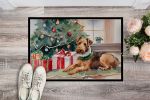 Airedale Terrier Cozy Christmas Doormat Front Door Mat Indoor Outdoor Rugs for Entryway, Non Slip Washable Low Pile, 24H X 36W