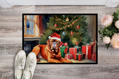 Dogue de Bordeaux Cozy Christmas Doormat Front Door Mat Indoor Outdoor Rugs for Entryway, Non Slip Washable Low Pile, 24H X 36W