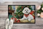 Bichon Frise Cozy Christmas Doormat Front Door Mat Indoor Outdoor Rugs for Entryway, Non Slip Washable Low Pile, 24H X 36W