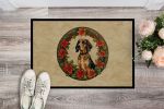 American English Coonhound Christmas Flowers Doormat Front Door Mat Indoor Outdoor Rugs for Entryway, Non Slip Washable Low Pile, 24H X 36W