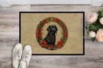 Flat-Coated Retriever Christmas Flowers Doormat Front Door Mat Indoor Outdoor Rugs for Entryway, Non Slip Washable Low Pile, 24H X 36W