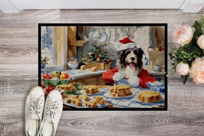 Bearded Collie Christmas Cookies Doormat Front Door Mat Indoor Outdoor Rugs for Entryway, Non Slip Washable Low Pile, 24H X 36W