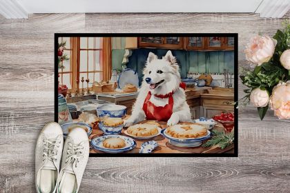 American Eskimo Christmas Cookies Doormat Front Door Mat Indoor Outdoor Rugs for Entryway, Non Slip Washable Low Pile, 24H X 36W