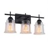 3-Light with Clear Glass Satin Shade Unique Hand-make Lampshade Industrial Indoor Light Fixture for Bathroom Living Room Bedroom E26 Socket [No Bulb][