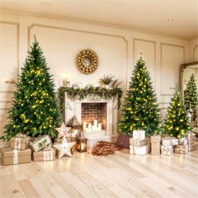 8FT, 6FT, 4FT Pre-Lit Pencil Christmas Trees, 3-set Slim Artificial Christmas Tree With Snow Flocking, Xmas Holiday Decoration Tree, 1455 Branch Tips