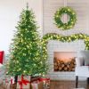 6FT Pre-Lit Aspen Fir Artificial Christmas Tree with Wreath & Garland,Grass Green Xmas Tree with 380 Multi-Color LED Lights, 11 Lighting Modes