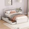 Modern Design Wooden Twin Size Platform Bed with 2 Drawers for White Washed Color