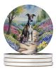 Greyhound Spring Path Large Sandstone Coasters Pack of 4 Absorbent Round Coasters Decor Gifts for Men or Women, 4 in, Multicolor