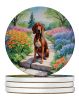 Redbone Coonhound Spring Path Large Sandstone Coasters Pack of 4 Absorbent Round Coasters Decor Gifts for Men or Women, 4 in, Multicolor