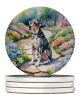 Catahoula Spring Path Large Sandstone Coasters Pack of 4 Absorbent Round Coasters Decor Gifts for Men or Women, 4 in, Multicolor