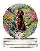 Irish Setter Spring Path Large Sandstone Coasters Pack of 4 Absorbent Round Coasters Decor Gifts for Men or Women, 4 in, Multicolor