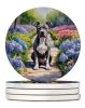 Pit Bull Terrier Spring Path Large Sandstone Coasters Pack of 4 Absorbent Round Coasters Decor Gifts for Men or Women, 4 in, Multicolor