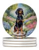 Black and Tan Coonhound Spring Path Large Sandstone Coasters Pack of 4 Absorbent Round Coasters Decor Gifts for Men or Women, 4 in, Multicolor