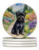 Affenpinscher Spring Garden Large Sandstone Coasters Pack of 4 Absorbent Round Coasters Decor Gifts for Men or Women, 4 in, Multicolor