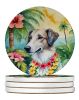 Borzoi Luau Large Sandstone Coasters Pack of 4 Absorbent Round Coasters Decor Gifts for Men or Women, 4 in, Multicolor