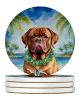 Dogue de Bordeaux Luau Large Sandstone Coasters Pack of 4 Absorbent Round Coasters Decor Gifts for Men or Women, 4 in, Multicolor