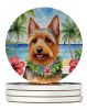 Australian Terrier Luau Large Sandstone Coasters Pack of 4 Absorbent Round Coasters Decor Gifts for Men or Women, 4 in, Multicolor