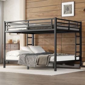 Metal Queen over Queen Bunk Bed for Teens and Adults,Space-Saving/Noise Reduced/No Box Spring Needed, Black