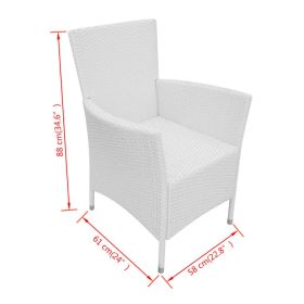 vidaXL 9 Piece Patio Dining Set Poly Rattan Cream White