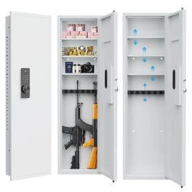 53Passwod Touch Panel In-Wall Safe,Hidden Wall Gun Safe For Rifles With Adjustable Shelves,Assembled Storage Multifunctional Wall Safe For Firearm And