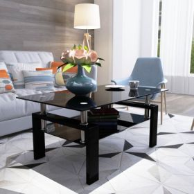 Rectangular Black Glass Coffee Table