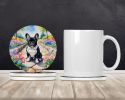 French Bulldog Spring Path Large Sandstone Coasters Pack of 4 Absorbent Round Coasters Decor Gifts for Men or Women, 4 in, Multicolor