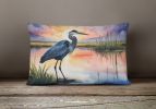 Birds, Birds, Birds Throw Pillow Throw Pillow for Indoor Couch Bed Outdoor Patio Washable, Blue Heron Setting Sun 7504,12Hx16W