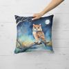 Owl Perched in Coastal Tree Throw Pillow Machine Washable, Indoor Outdoor Decorative Pillow for Couch, Bed or Patio, 18Hx18W