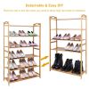 6 Tier Bamboo Shoe Rack Organizer Shoe Self Storage Entryway Standing Shelf Shoe Tower